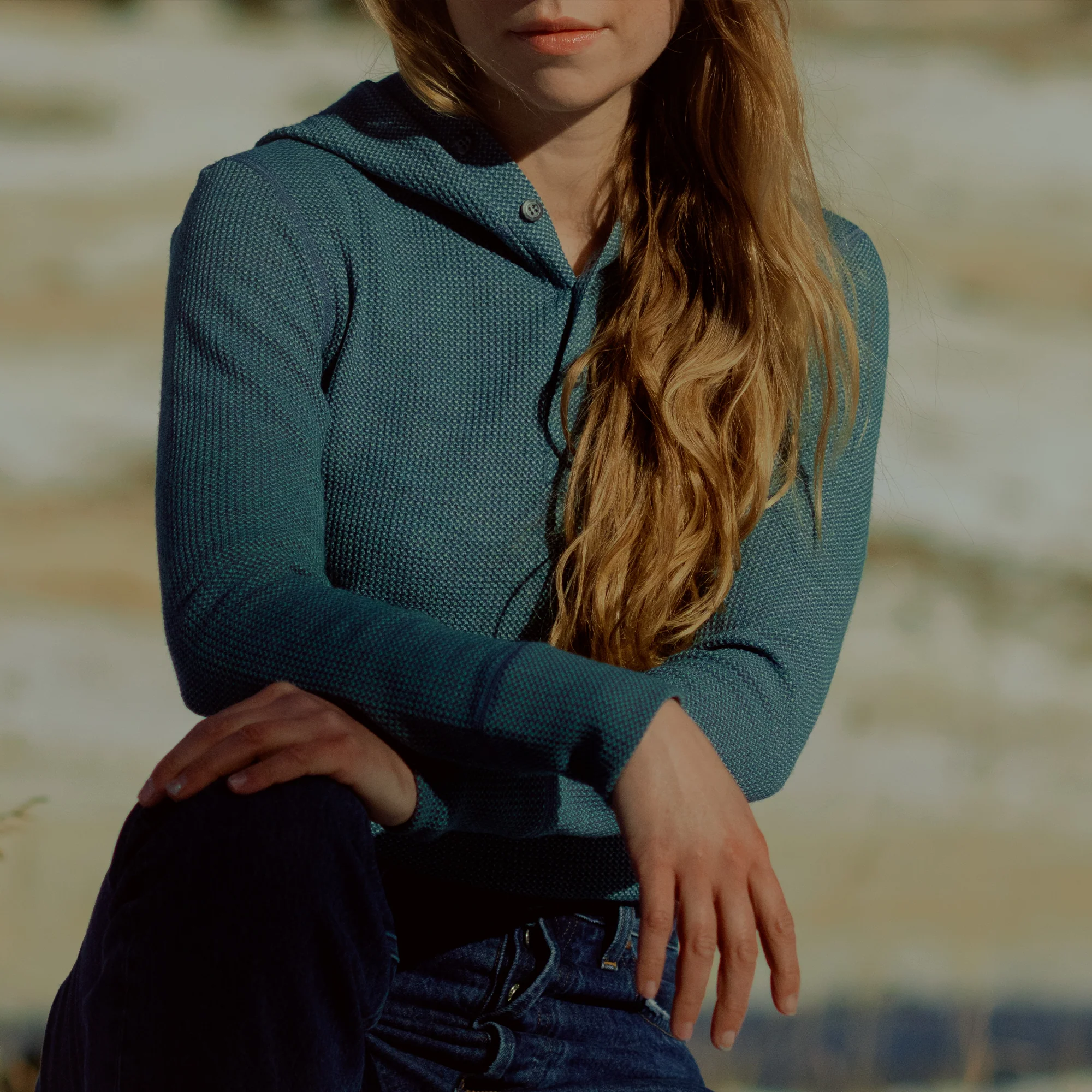 Women's Polaris Hooded Henley - Image 5