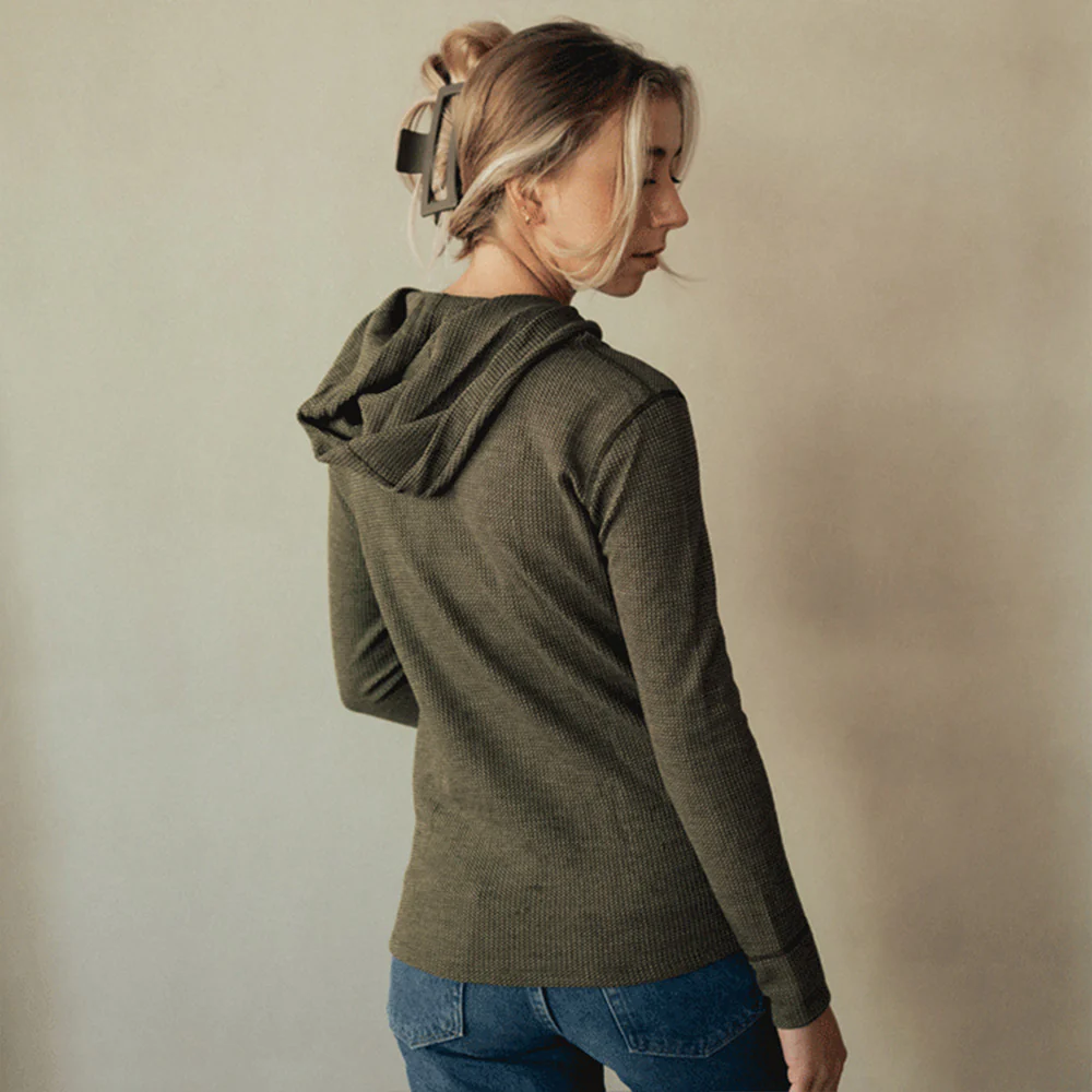 Women's Polaris Hooded Henley - Image 6